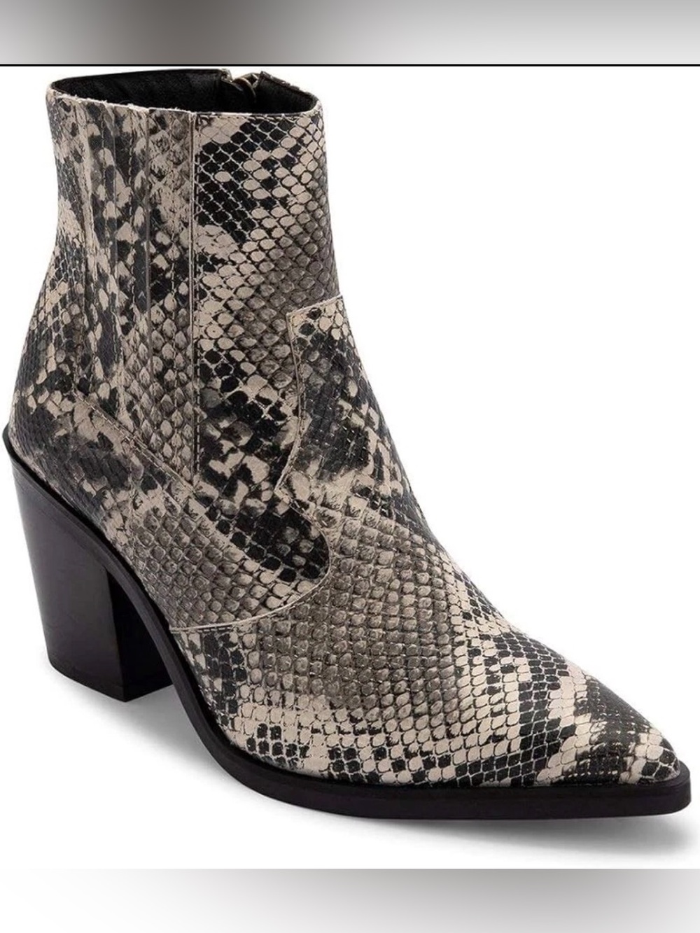 BLONDO SNAKE PRINT LEATHER WATERPROOF ANKLE BOOTS SHOES HEELS WOMENS SZ 7.5